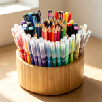 Bamboo 11-Compartment Rotating Art Caddy