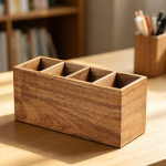Acacia Wood 4-Compartment Adjustable Tidy