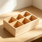 Rustic Pine 6-Compartment Desk Tidy