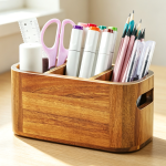 Acacia Wood 3-Slot Desk Organiser