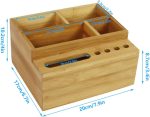 Bamboo 4-Compartment 5-Hole Desk Tidy - Image 2