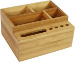 Bamboo 4-Compartment 5-Hole Desk Tidy