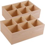 Rustic Wooden 6-Compartment Desk Caddy