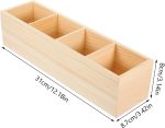 Natural Pine 3-Compartment Pen Holder - Image 2