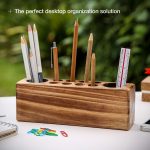 Solid Wood Vintage Finish Desk Cup - Image 2