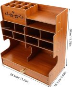 Cherry Wood Multi-Compartment Pen Stand - Image 2