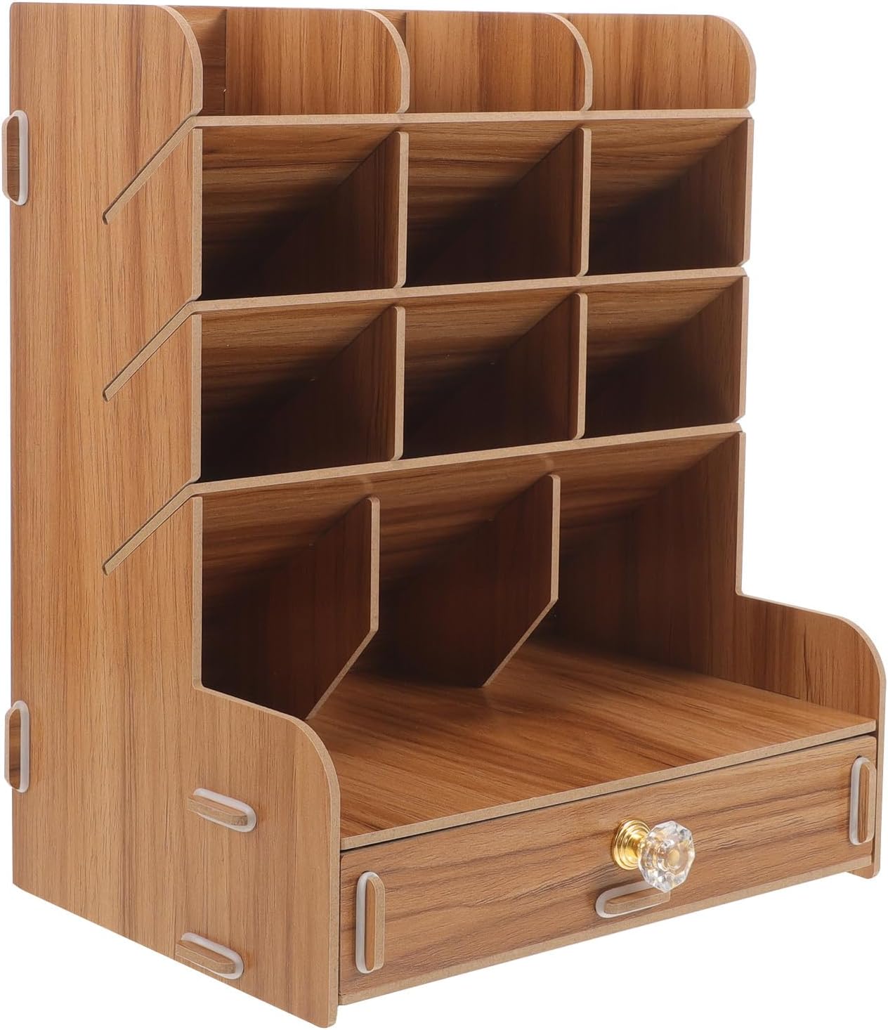 71NAuchmhlL._AC_SL1500_.jpg Wooden Slanted Compartment Desk Stationery Tidy - Image 1