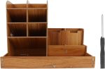 Cherry Wood Multi-Compartment Stationery Holder