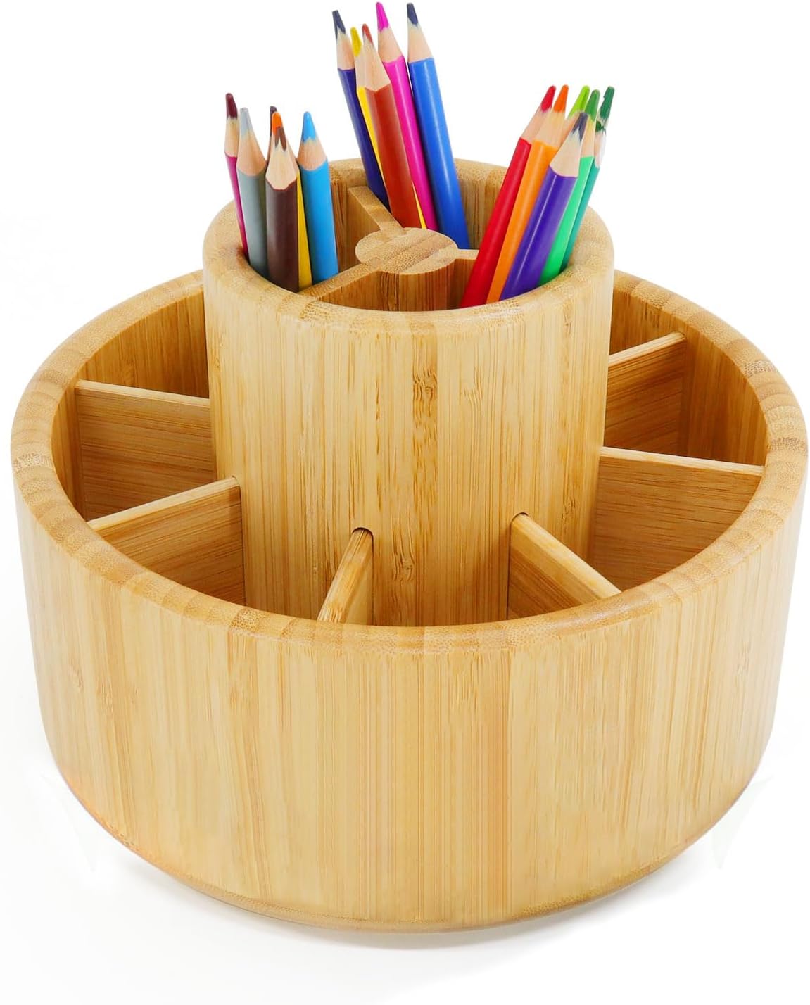 71Ol9ZHaHCL._AC_SL1500_.jpg Bamboo 11-Section Rotating Art Caddy - Image 1