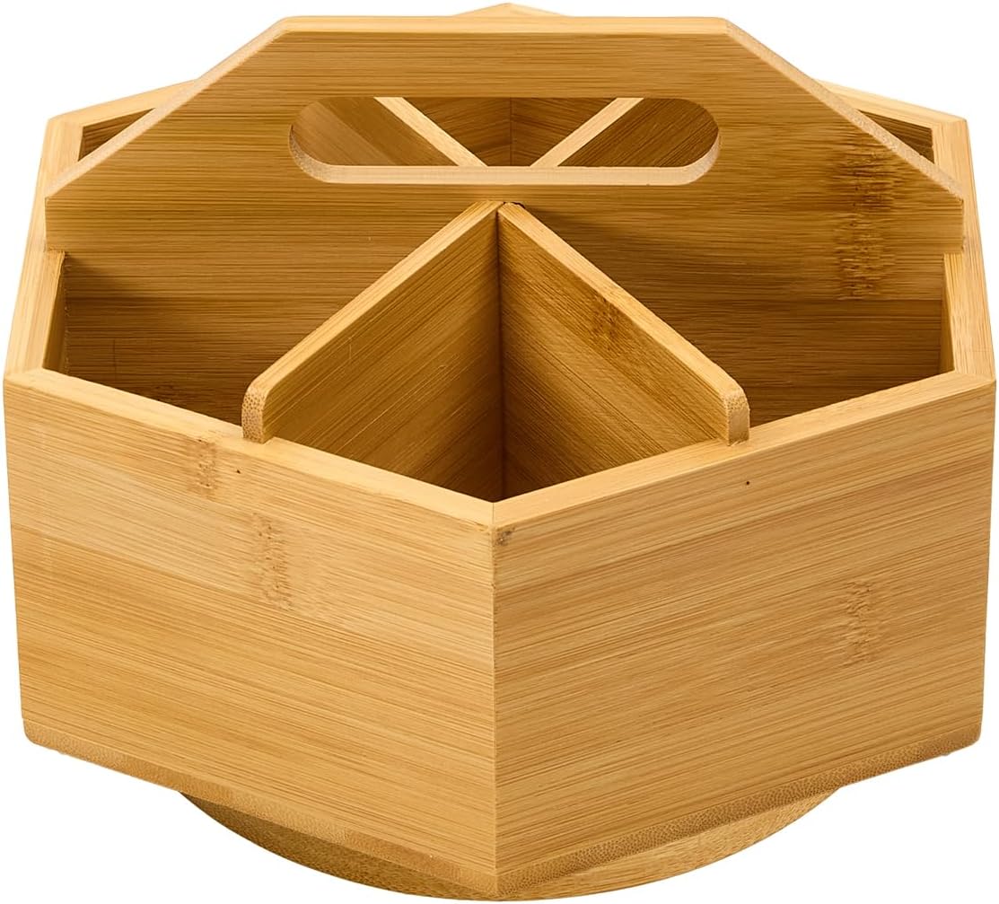 71Rd5lp7m2L._AC_SL1500_.jpg Hexagonal Bamboo 6-Compartment Carry Caddy - Image 1
