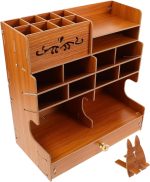 Cherry Wood Multi-Compartment Pen Stand