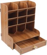 Wooden Slanted Multi-Grid Pen Holder