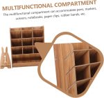 Cherry Wood Grid Compartment Pen Box - Image 2