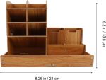 Cherry Wood Multi-Compartment Stationery Holder - Image 2