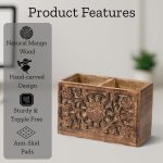 Mango Wood 2-Slot Desk Tidy - Image 2