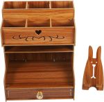 Cherry Wood Multi-Compartment Desk Box