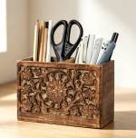 Mango Wood 2-Slot Desk Tidy